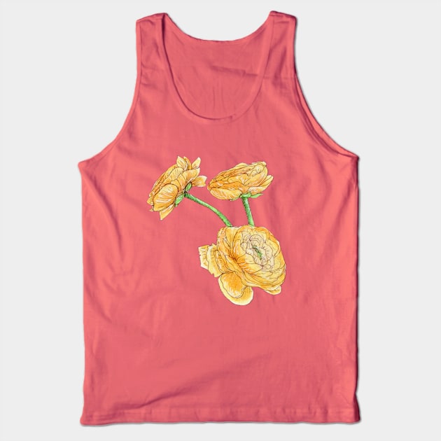 Yellow Peonies Tank Top by Nicolashache